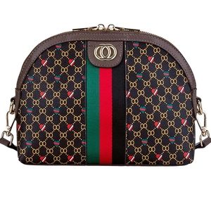 Adorable Monogram Brown and Tan Dome Shape Crossbody